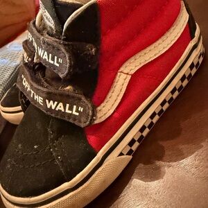 Vans Kids High-Top Sneakers - Red, Black, and White